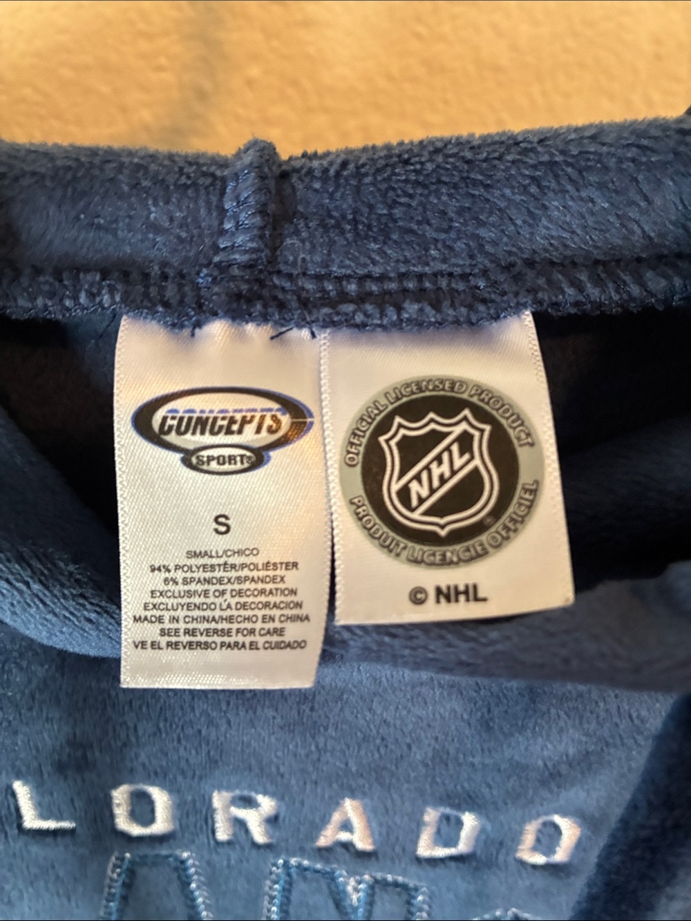 NHL Colorado Avalanche Navy Plush Crewneck Sweatshirt - Picture 2 of 4